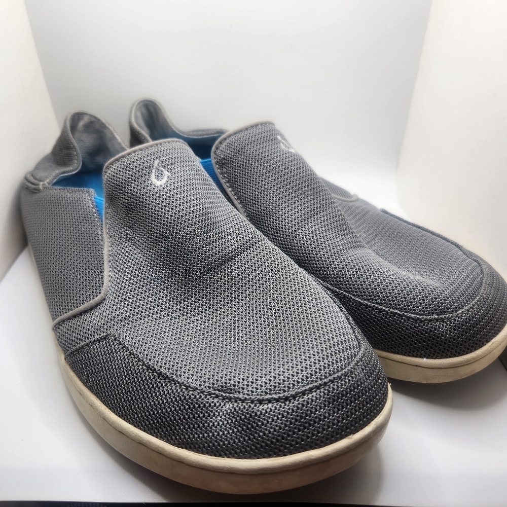 Olukai Nohea Mens Size 11.5 Grey Mesh Slide‎ On Sneakers Drop In Heel Comfort